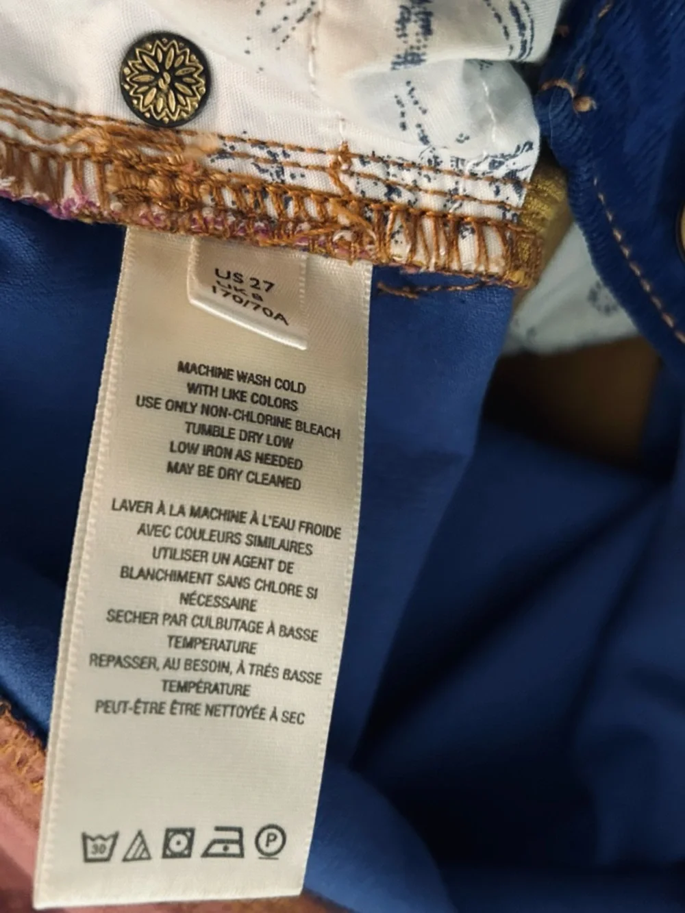 Supernova Rainbow We the Free 27 Small Corduroy Pants Stars Flowers Wide Leg - Picture 16 of 16